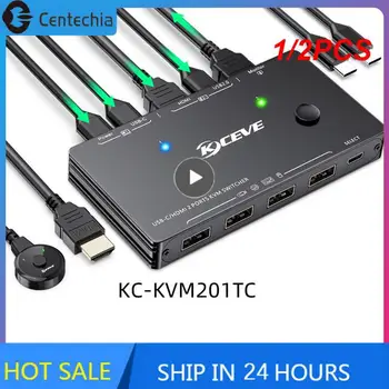 1/2VNT Tipas-C KVM Switch 2 In 1 Out 4K 60Hz USB KVM Switch Paramos PD Charg 2 Kompiuteriai, 1 Dalis Stebėti Ir 4 USB