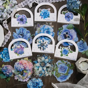 10 Lapų, Mėlynas Meilės Serijos Derliaus Augalų, Gėlių Įdegio PET Lipdukas Kūrybos 