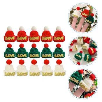 15 Vnt Kalėdų Piršto Dangtelis Turi Šalies Išdėstymas Prop Mini Medis Skrybėlių Puošimas Mezgimo Kalėdos Butelių Kamšteliai