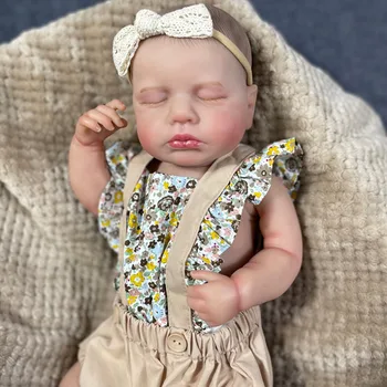 19inch Loulou viso Kūno Silikono Vinilo Atgimsta Miega Naujagimis Baby Doll, Lankstus 3D Odos Tonusą su Matomas Venų