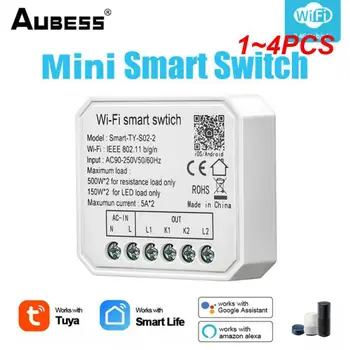 1~4PCS Tuya WiFi 1/2 Gauja Smart Switch Jungiklis Mini Smart šviesų Modulis Skirtas Smart Gyvenimo Kontrolės, Pagal Alexa Namuose