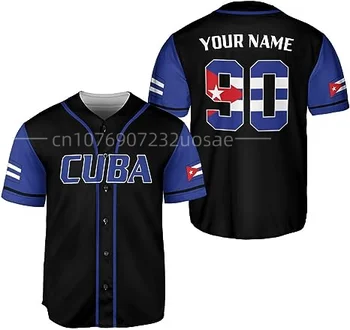 2023 Naujas Kubos Vėliava 3D Atspausdintas Akių Pluošto Beisbolo Džersis Viršų T-shirt Vyrų ir Moterų Gatvėje Drabužius trumpomis Rankovėmis Sportas