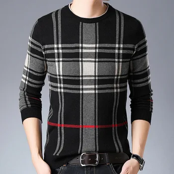 2023 Naujas Mados Prekės Ženklo Sweater Mens Puloveriai Storio Slim Fit Džemperis Vilnonis Trikotažas Žiemos Korėjos Stiliaus Kasdienių Drabužių Vyrams Viršų