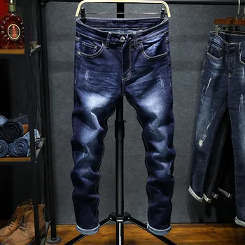 2023 Pavasarį ir Rudenį Naujų Klasikinių Mados Mėlyna Elastinga Jeans vyriški Laisvalaikio Plonas, Patogus, Kvėpuojantis Aukštos Kokybės Kelnės 28-36