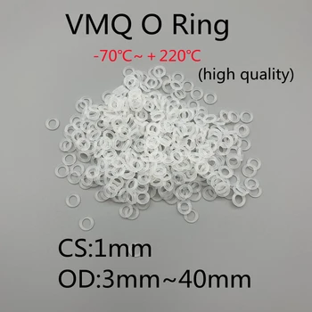 20Pcs VMQ O Žiedas Sandarinimo Tarpikliai CS 1mm OT 3mm ~ 40mm Silikoninės Gumos Izoliacija Vandeniui Plovimo Balta Nontoxi Apvalios Formos Žiedas
