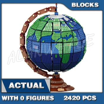 2585pcs Idėjų Pasaulyje Žemėlapį Pasukti Žemę Žemyno Vandenyno 95335 Statybinių Blokų Rinkinius Suderinama Su Modelio