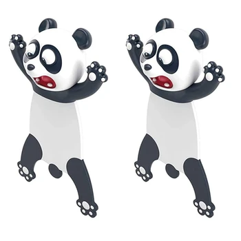 2X Mielas Animacinių filmų Žymas, Stereo Formos Knygų Žymeklis, Vaikams, Sulenkta Gyvūnų Naujovė Juokinga Studentų Raštinės reikmenys(Panda)