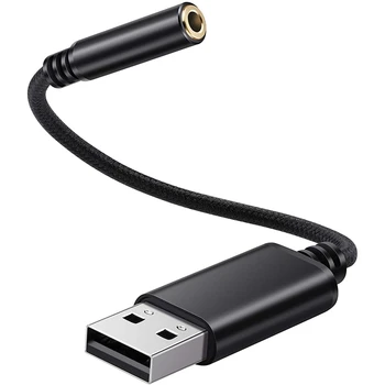 2X USB 3,5 Mm Ausinių Lizdas Audio Adapteris,Išorinis Stereo Garso plokštė PC, Nešiojamas,Už PS4 (0.6 Kojų,Juoda)