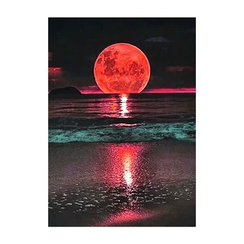 3076-349.3 tapybos mėnulis naktį scena pildymas tinka suaugusiems ranka-dažytos tiktų amatų, dizaino