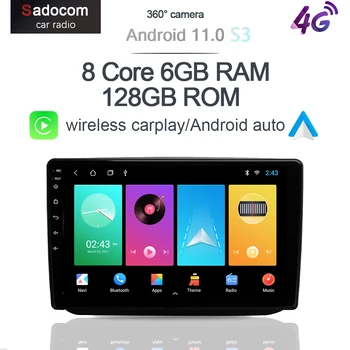 360 Panoraminis Fotoaparatas Carplay 6G+128G Android 11.0 Automobilio DVD Grotuvas GPS WIFI Bluetooth RDS Radijo VW Skoda Fabia 2 2007 m. - 2014 m.