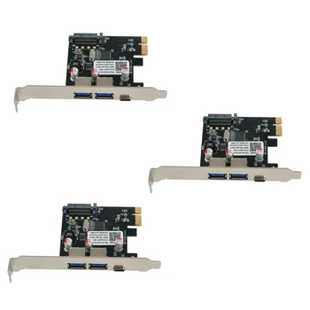3X USB 3.1 C Tipo Pcie Plėtros Plokštę PCI-E 1 C Tipo Ir 2 Tipo 3.0 USB Adapteris PCI Express Controller Hub