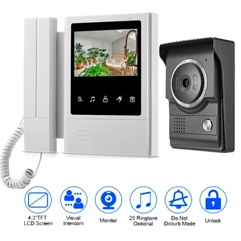 4.3 colių vaizdo domofonas sistema doorbell naktinio matymo infraraudonųjų SPINDULIŲ vaizdo kameros vandeniui atrakinti namo butą vaizdo duris telefono