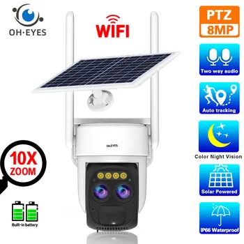 4k 8MP 10X Zoom Saulės Wifi PTZ IP Kamera lauko spalva naktinio matymo Baterija Wireless CCTV Saugumo Stebėjimo Kamerą