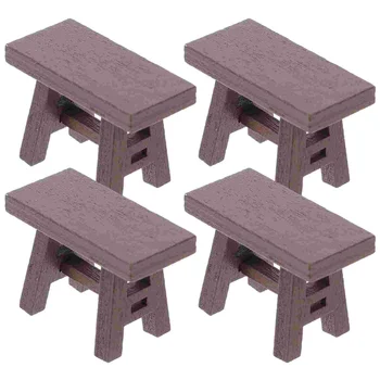 4pcs Miniatiūrinių Kėdžių Modelis Lėlių Mini Išmatose, Mini Dekoro Namai Baldai, Mediniai Mini Išmatose