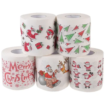 5 Ritinėliai Kalėdų Tualetinio Popieriaus Vintage Papuošalai Rankšluosčių, Servetėlių Šalies Prekių už Gryną Medienos Plaušiena Vienkartiniai
