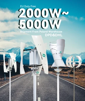 5 dienų ES Duty Free 2000W Galaxy Gauja Vertikalios Ašies vėjo malūnas TurbineHigh Įtampos Generatorius 12V 24V 48V Su Super Hibridinė Sistema