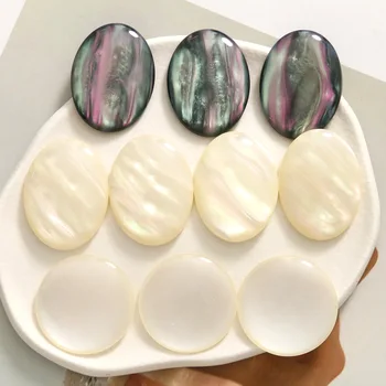 5vnt Japonijos imitacija vėžiagyvių opal magija spalvos didelis ovalo formos Butas Atgal Cabochon, 