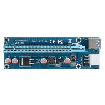 5vnt USB3.0 PCI-E Express 1X Iki 16X Extender Riser Card Adapteris SATA 15Pin-4Pin Kabelis Mėlyna