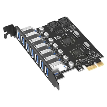 7 Prievadai USB 3.0 PCI Express Adapter Kortele, USB Plėtros Kortelę, PCIe Riser Card PC, Linux / WindowsXP/ 7/ 8/ 8.1/ 10
