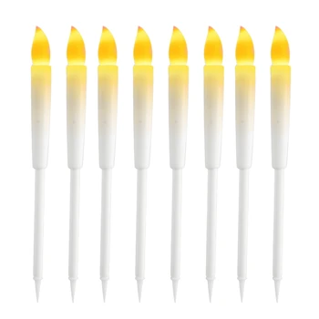 8PCS Plastiko LED Žvakių Šviesos Su Baterija,Gali Plug-In Elektroninių Polių Žvakių Šalių Priedus,Balta