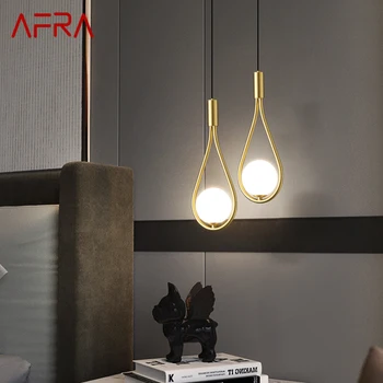 AFRA Šiuolaikinio Žalvario Pakabukas Lempa, LED Auksas Varis Liustra Paprasta Kūrybos Dekoratyvinis Namų Gyvenimo Miegamasis