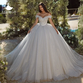 Aedmgh Kamuolys Suknelė Princesė Vestuvių Suknelės 2024 Brangioji, Nuo Peties Vestido De Novia Nėrinių Duobute Blizgus Chalatas De Mariee