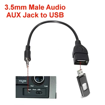 Automobilio MP3 Grotuvas Konverteris OTG Adapteris, 3,5 mm Male Audio AUX Lizdą Prijungti, USB 2.0 Kabelis Viela Moteris