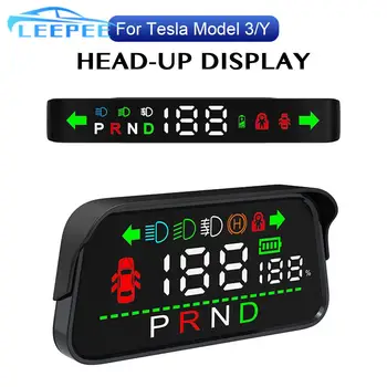 Automobilių Head Up Display Spidometras Šviesos Durų Pavarų Stabdymo Stebėti Rodiklis Tesla Model 3 Y 2016-2023 Skaitmeninį Signalą Nustatyti