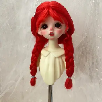 BJD doll perukas 1/4 1/6 dydžio cute lėlės raudona dirbtinė paplūdimio vilnos perukas lėlės priedai