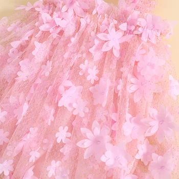 Baby Girl Vasaros Romper Mielas Rankovių Gradientas 3D Gėlių Drugelis Plunksnų Bodysuit Naujagimių Tiulio Suknelė