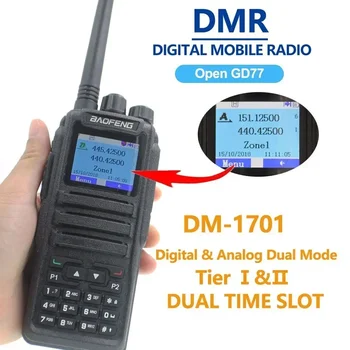 Baofeng DM-1701 Skaitmeninis DMR VHF UHF Opengd77 Walkie Talkie Baofeng BF-1701 Dual Band 136-174MH& 400-470MHz FM Du Būdu Radijo imtuvai