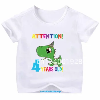 Berniukas/Mergaitė Animaciją Dinozaurų Spausdinti Numeris Pavadinimas Marškinėliai Vaikams Mielas Gimtadienio Dovana Drabužius, Kūdikių Dinozaurai Animacinių Filmų Marškinėliai
