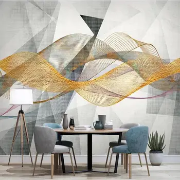 Custom Foto Tapetai Šiaurės šalių Šiuolaikinio Minimalistinio 3D Abstrakčios Geometrinės Linijos, Gyvenamasis Kambarys su Sofa-lova, TV Foną, Sienos Freskos Namų Dekoro