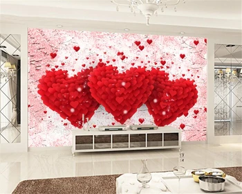 Custom Vyšnių žiedų Meilė širdies Foto Tapetai, Freskos Santuokos kambarį Kambarį, Miegamąjį, TV Foną Beibehang
