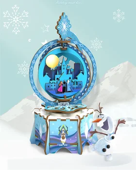 [Disney]21cm Medinės 3D trimatės dėlionės Užšaldyti Karuselė Music Box Kolekcines, Modelį, namų dekoravimas žaislus mergina dovana