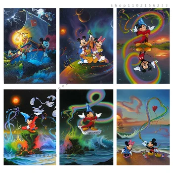 Disney 5D Diamond Tapybos Aplinkos Amatų Pilna Deimantų, Siuvinėjimo Animacinių filmų Mickey Mouse Mozaikos Kryželiu Namų Dekoro