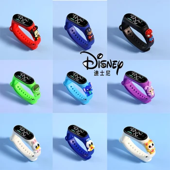 Disney Princesė Užšaldyti Elsa Anna žmogus-Voras Geležinis Žmogus Mickey Minnie Mouse Dygsnio LED Laikrodžių, Vaikų Žaislų, Vandeniui Skaitmeninės Žiūrėti