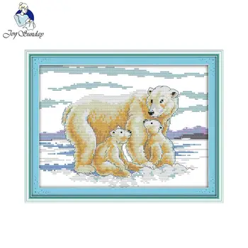 Džiaugsmas Sekmadienį Motinos Meilę, Naują Atvykimo Gyvūnų Polar Bear Atspausdinta Ant Drobės Siuvinėjimo Kryželiu Rinkinys Siuvinėti Kryželiu Rinkinys