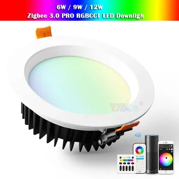GLEDOPTO 6W/9W ZigBee 3.0 Smart RGBCCT Lubų Downlight Pro Dirbti Su Alexa Echo Plius SmartThings App/Balso/Nuotolinio Valdymo pultas