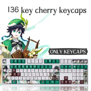 Genshin Poveikio Ventenergio Keycaps 136 Klavišus Vyšnių Profilis PBT Sublimacijos už MX Swith Mechaninė Klaviatūros Žaidimas Anime Keycap