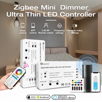 Gledopto Smart Zigbee3.0 Ultra Plonas Mini Dimeris LED Šviesos Juostelės Valdytojas Spalva Balta Šviesos, Artimosios Šviesus Alexa Balso APP Kontrolės