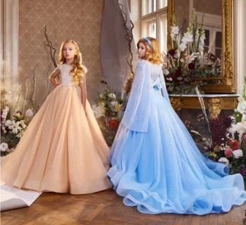 Gėlių Mergaičių Suknelės, Šaliai Tiulio Suknelė Appliques Duobute Vaikams Gimtadienio Princesė Suknelės