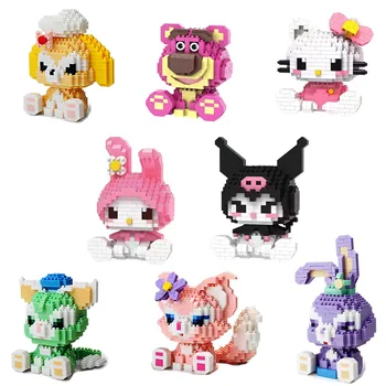 Hello Kitty Blokų Surenkami Žaislai, Dekoratyvinis Ornamentas Sanrio Anime Pav Kuromi Modelis Mano Melodija Vaikų Puzzle Dovana