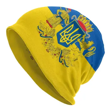 Herbas Ukrainos Kepuraitė Variklio Dangčio Mezgimo Skrybėlės Vyrai Moterys Kietas Unisex Suaugusiųjų Ukrainos Vėliavos Žiemą Šiltas Skullies Beanies Bžūp