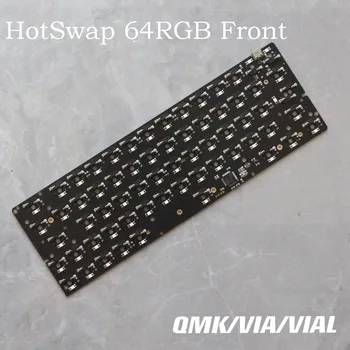 Hot-Swap 64RGB Priekiniai Mechainical Klaviatūros PCB Compatibal GH60 DK64 Pietų RGB QMK VIA/BUTELIUKAS