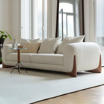 Italijos šviesos prabanga minimalistinio audinio sofos, mažas butas dizaineris Šiaurės šalių meno formos, medžio masyvo visą prisijungti sofa