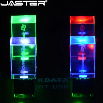 JASTER Naujas USB 2.0 Flash Drive 64GB 32GB Pen Drive 16GB Kristalų Spalvų LED Šviesos Pendrive 8GB 4GB LOGOTIPĄ Memory Stick
