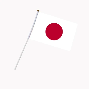Japonijos Vėliava 21*14cm ranka mojavo vėliavomis Japonijos Nacionalinės Vėliavos Poliesteris Vėliavos Su Plastikinius vėliavų Stiebus, 5vnt