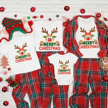 Juokinga Šiaurės Elnių Kalėdų Spausdinti Šeimos Atitikimo Marškinėliai Medvilnės Atitikimo Tėtis, Mama, Vaikai, Šeimos Susibūrimus, Kalėdų Atostogų Komplektai