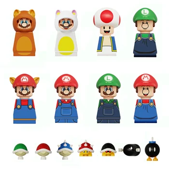 KDL815 WM6103 KDL805 Super Mario Blokai Anime ir Animacinių filmų Luigi Yoshi Wario, Mini Veiksmo Žaislas Duomenys Blokai Žaislai Plytų Žaislas